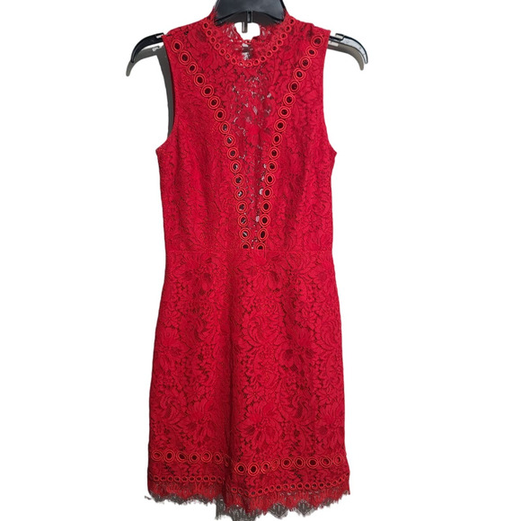 Free People X Saylor Cherie Red Lace Dress Sleeveless Bodycon - Picture 2 of 6